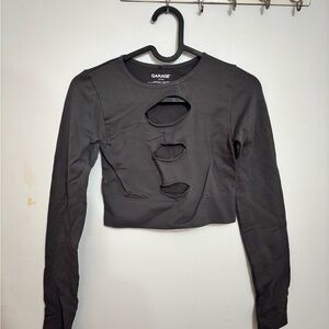 Garage Black Cut-Out Long Sleeve Crop Top